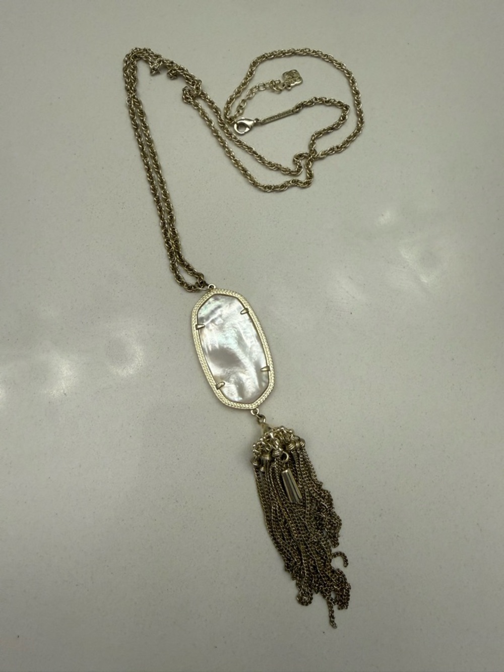 Kendra Scott Gold-Tone Mother of Pearl Tassel Pendant Necklace